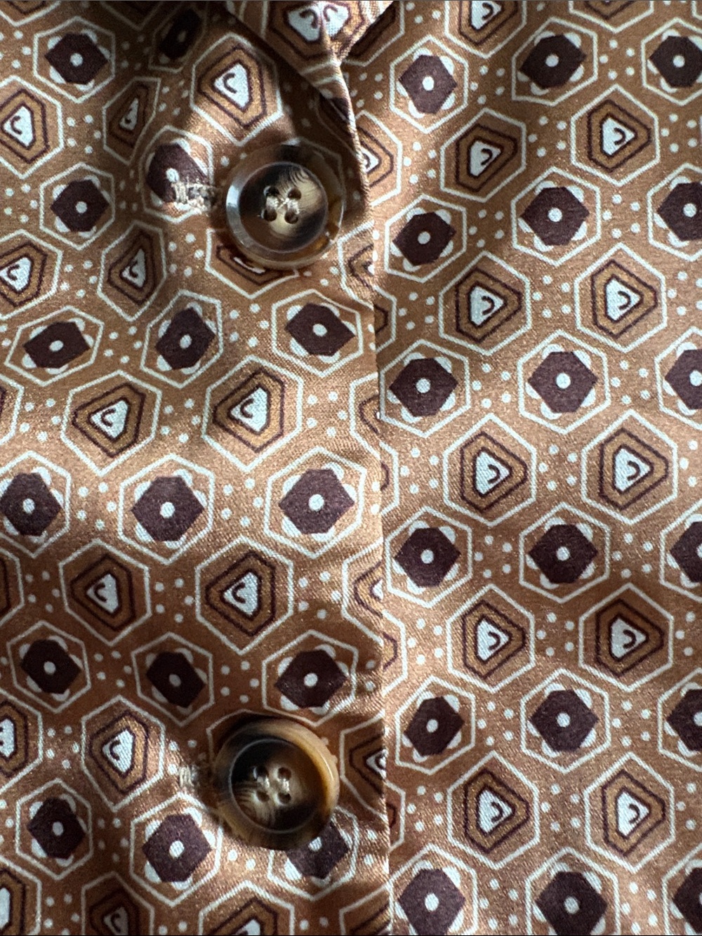 NWOT Silky Printed Pajama Set in Brown with Orange Trim - Picture 5 of 5